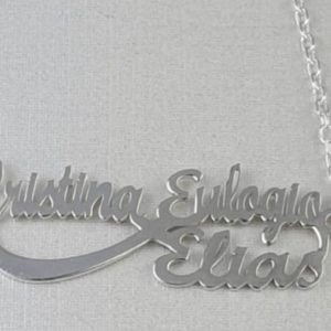 GARGANTILLA PLATA INFINITO 3 NOMBRES PERSONALIZADO