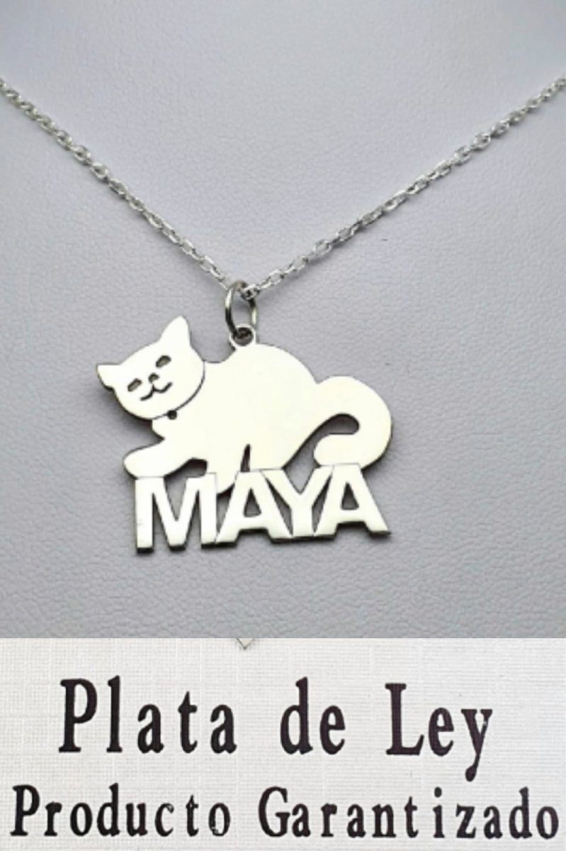 Colgante GATO con nombre personalizado de Plata de ley - Imagen 3