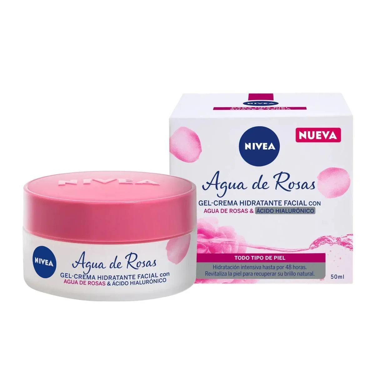 NIVEA Agua de Rosas Gel Crema Hidratante Facial 50 ml - Imagen 2