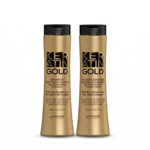 Keratin Gold Shampoo & Acondicionador Reestructurante 300 ml With Bio-Keratin & Bio-Ester Silk Complex