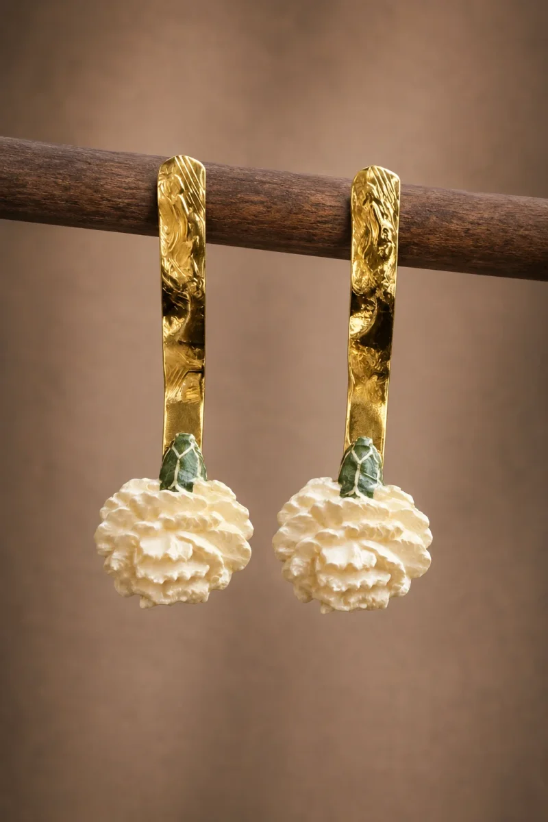 Pendientes Biznaga blancos - Imagen 2