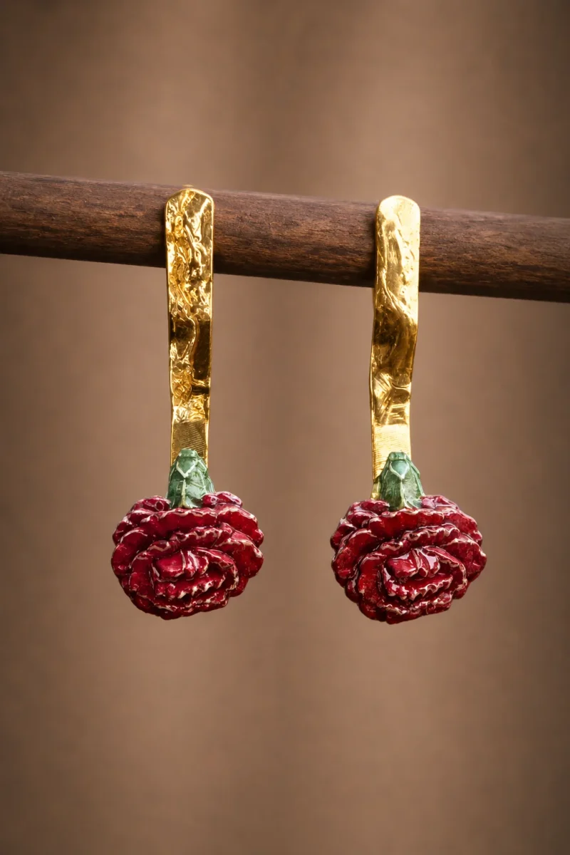 Pendientes Biznaga rojos