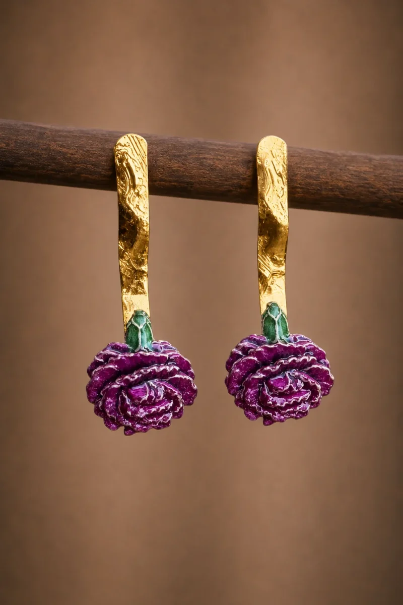 Pendientes Biznaga buganvilla - Imagen 2