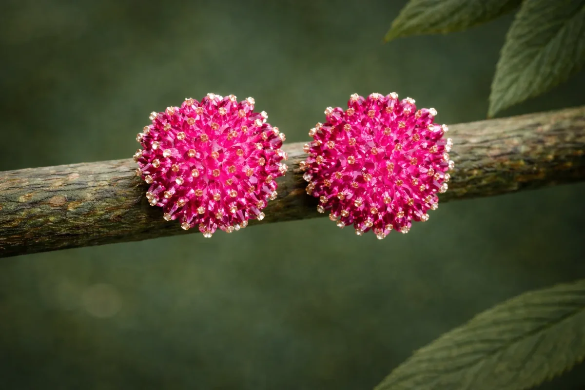 Pendientes Erizo buganvilla - Imagen 2