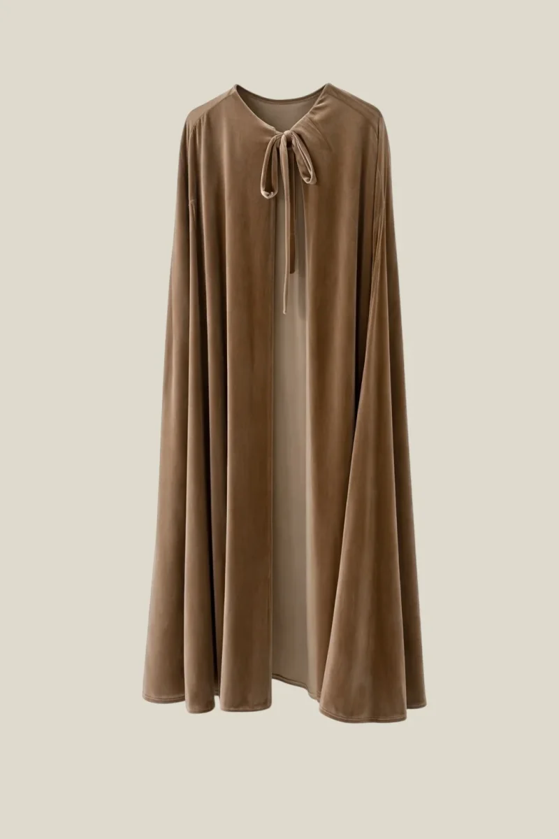 Capa de terciopelo larga beige - Imagen 2