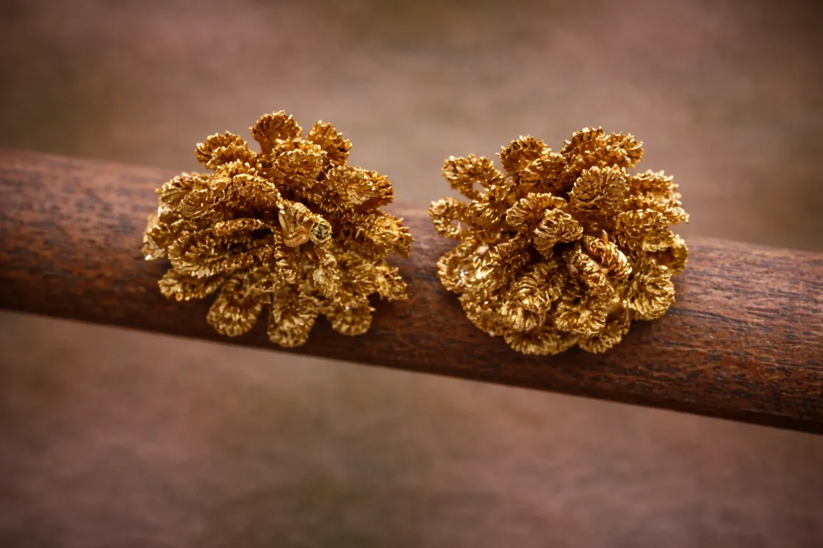 Pendientes Ganchillo mostaza - Imagen 2