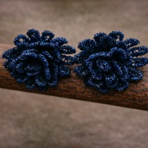 Pendientes Ganchillo azul