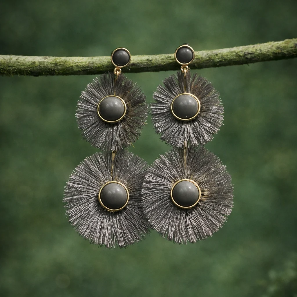 Pendientes Flor gris - Imagen 2