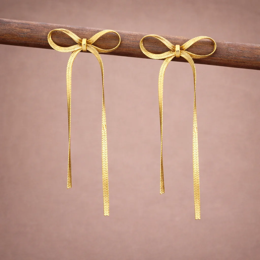 Pendientes Macarrón oro - Imagen 2