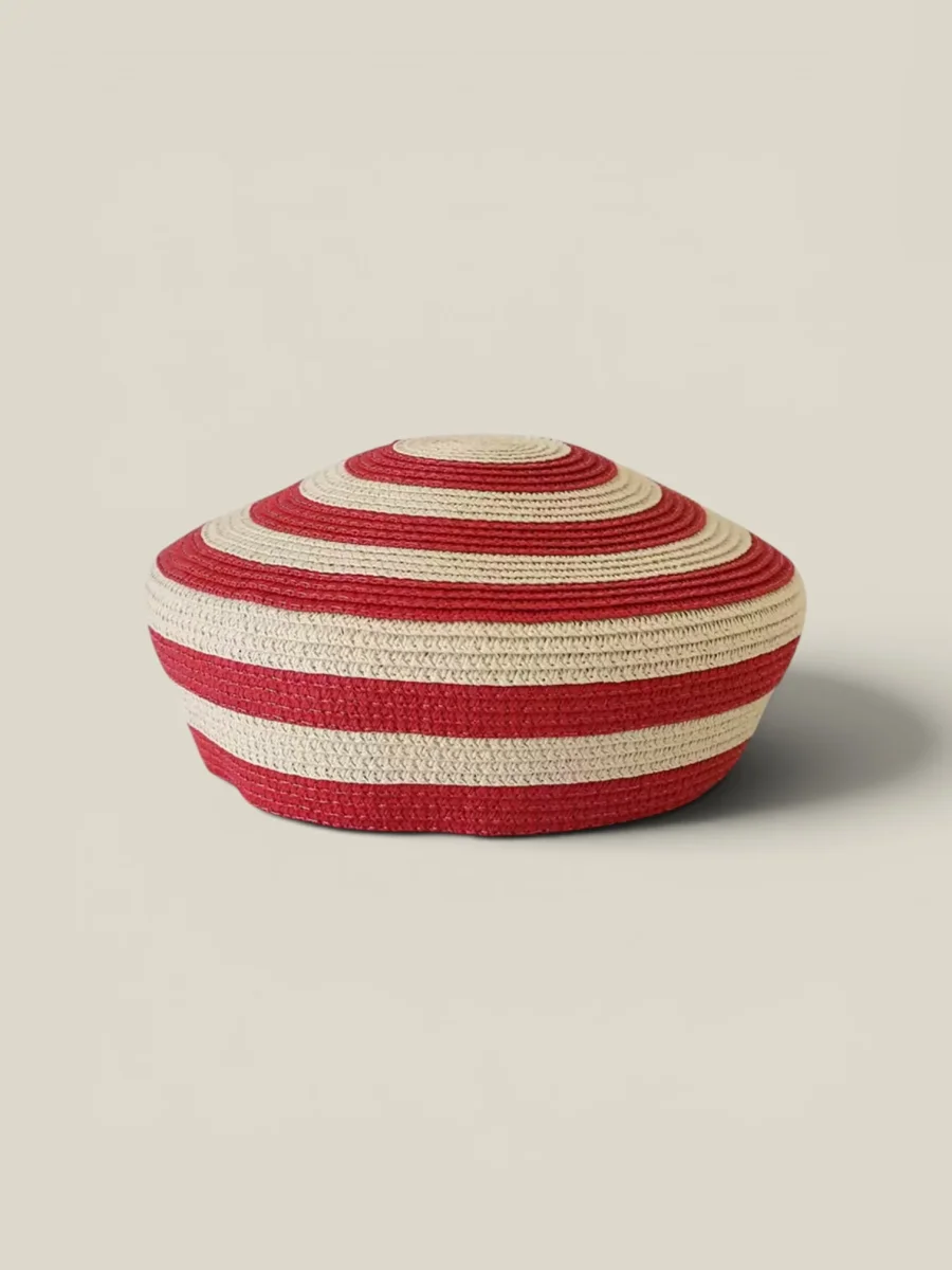 Casquete Celine de rayas beige y rojo - Imagen 8