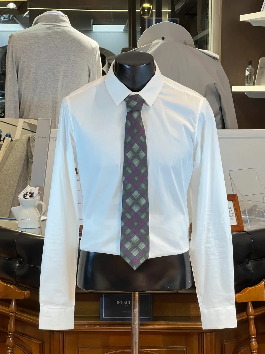 Corbata JB de Lana Cuadros Púrpura y Verde - Imagen 2