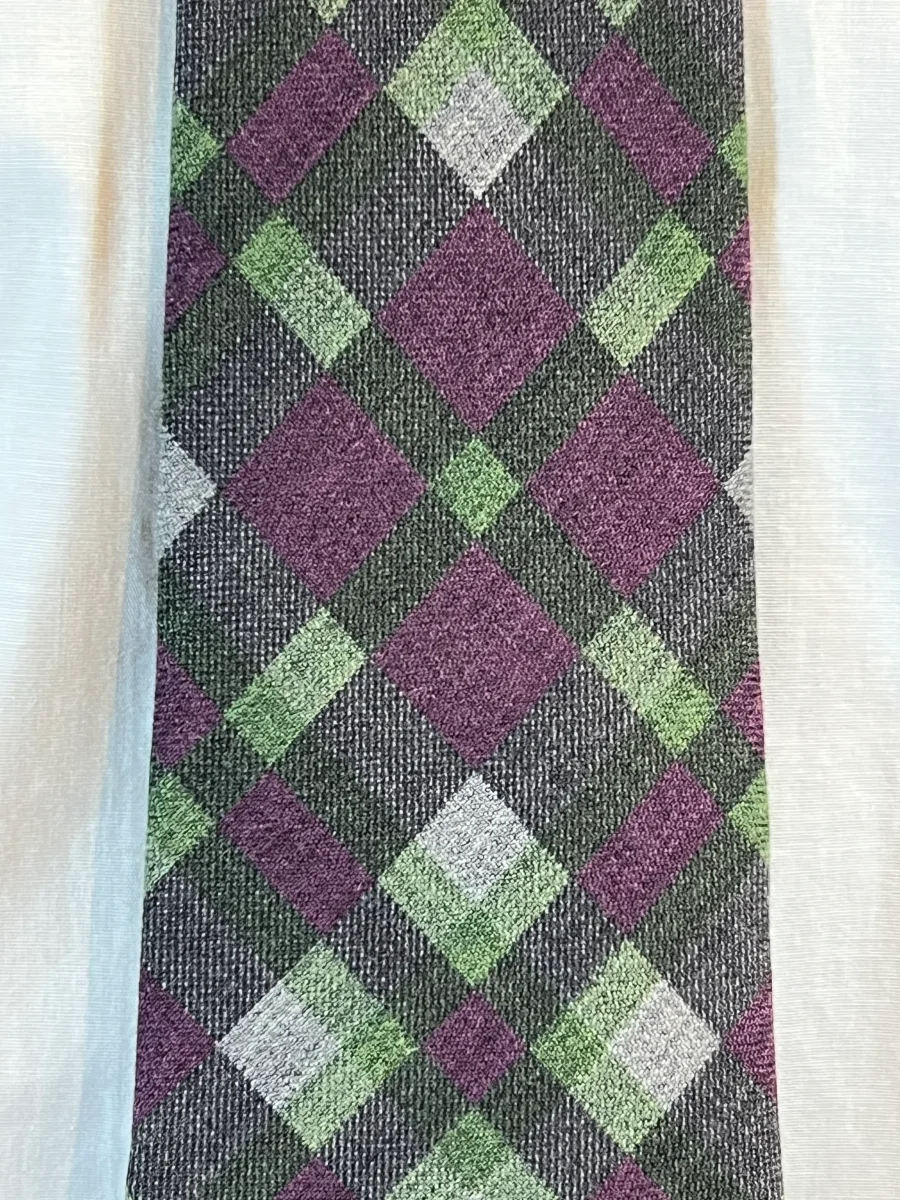 Corbata JB de Lana Cuadros Púrpura y Verde - Imagen 3
