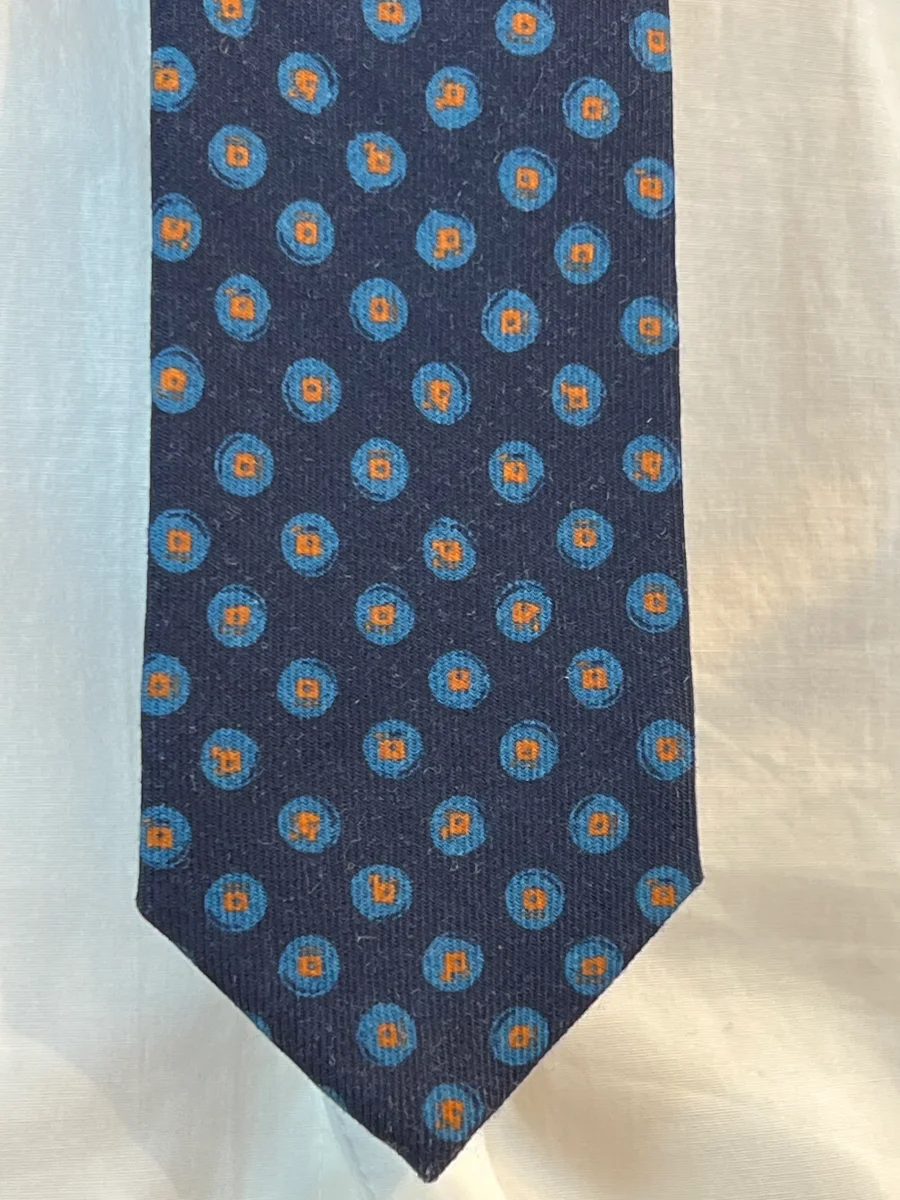 Corbata de Lana Virgen Corneliani (Lunares Naranja) - Imagen 3