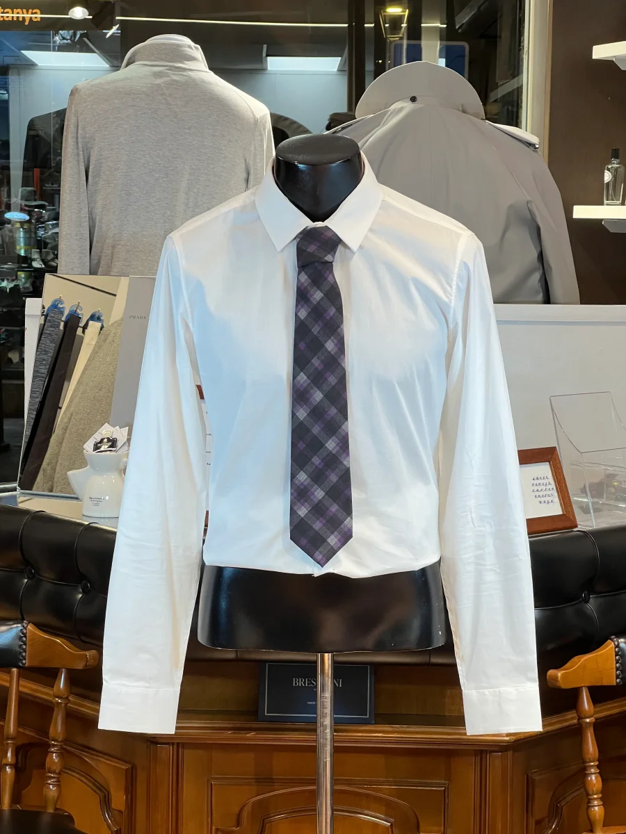 Corbata JB de Lana (Cuadros Escoceses Púrpura y Gris) - Imagen 2