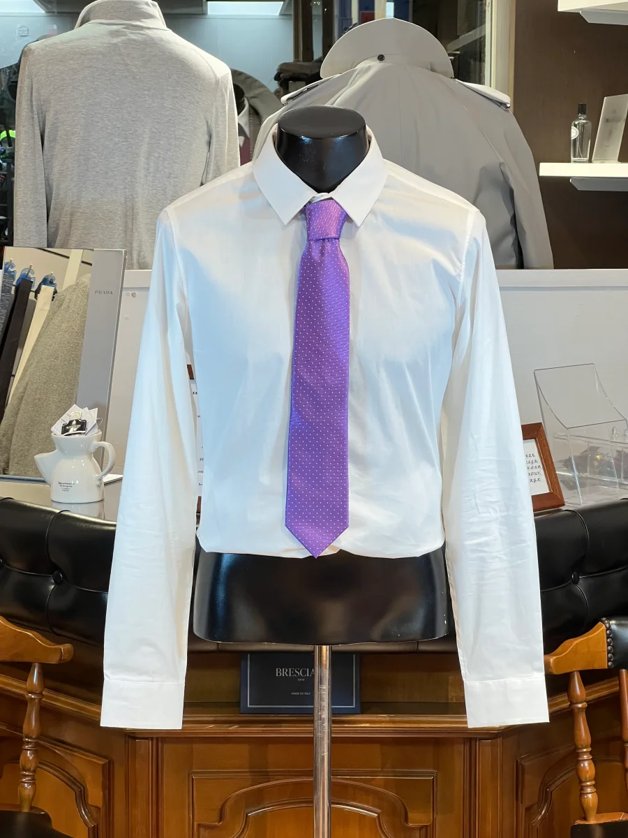 Corbata Atelier F.B. de Seda Pura (Morado con Lunares) - Imagen 2