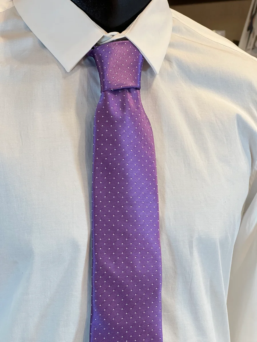 Corbata Atelier F.B. de Seda Pura (Morado con Lunares) - Imagen 3