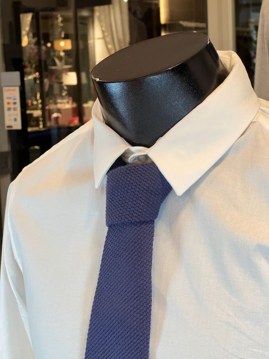 Corbata de Punto JB (Knit Tie) de Seda Pura (Azul Marino) - Imagen 3