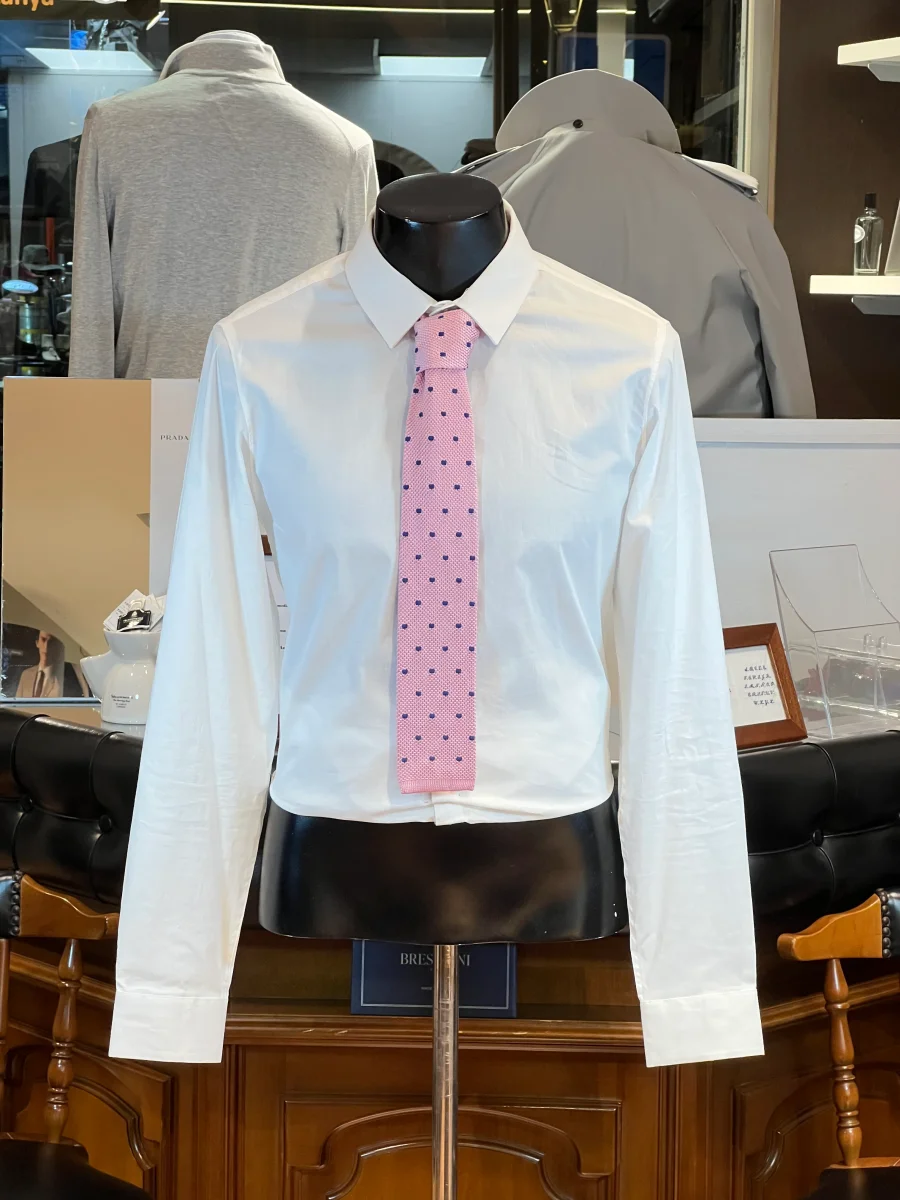 Corbata de Punto Atelier F&B Genève (Rosa Pastel con Lunares)