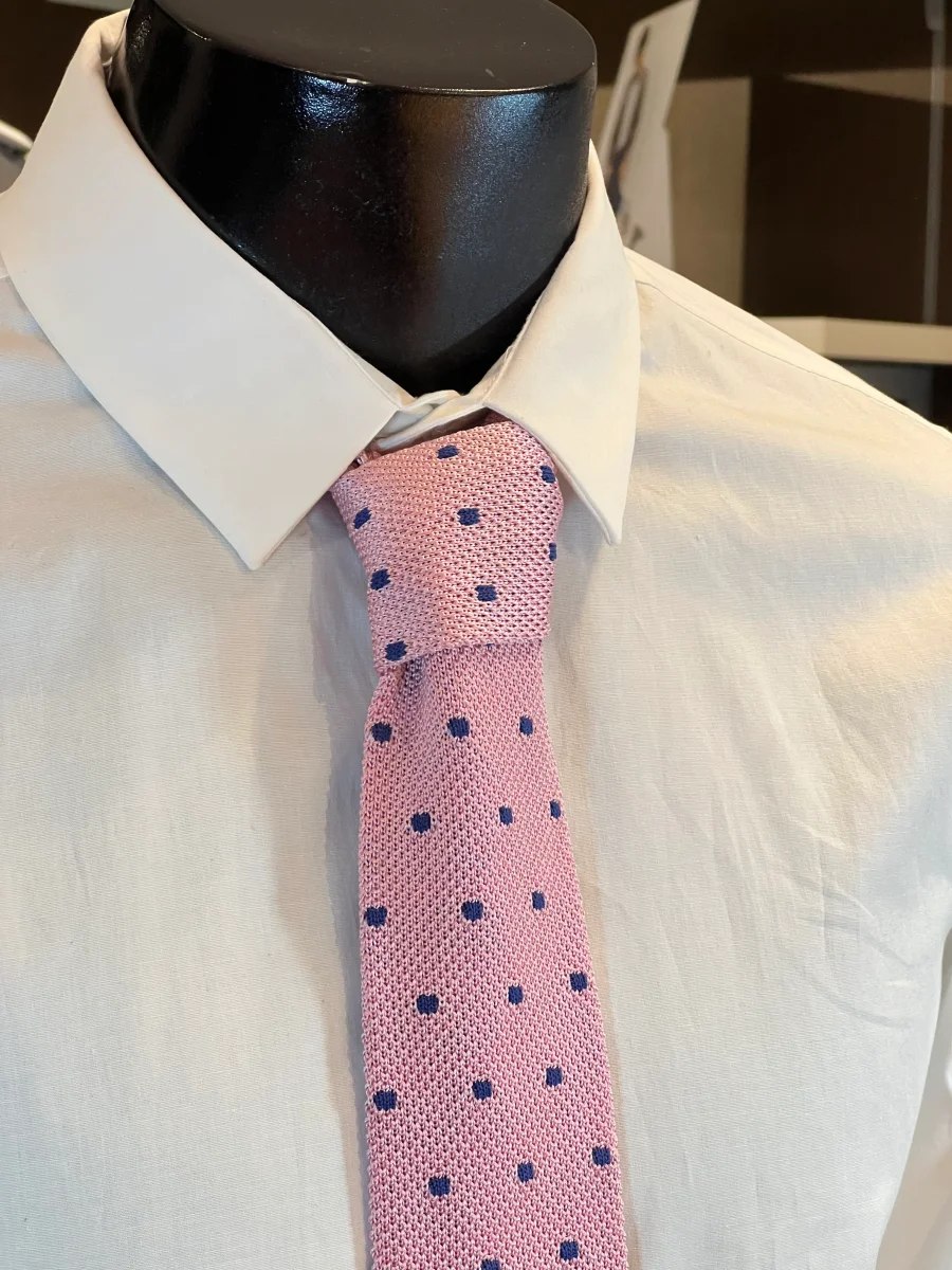 Corbata de Punto Atelier F&B Genève (Rosa Pastel con Lunares) - Imagen 3