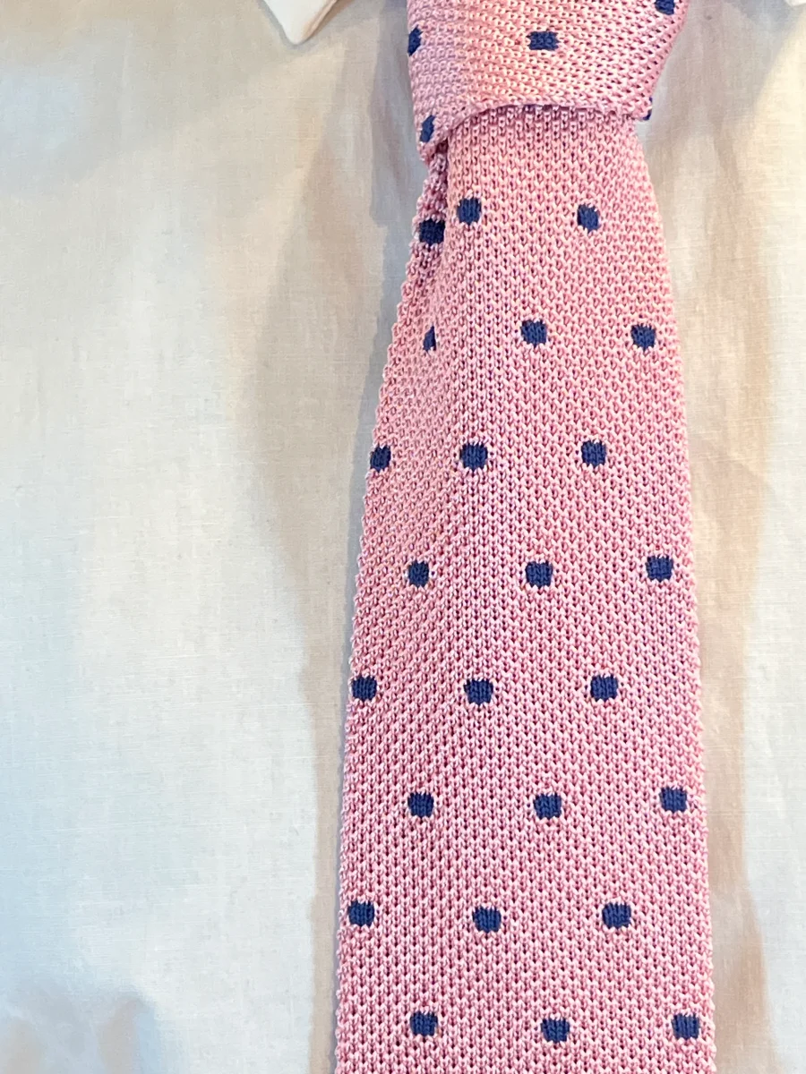 Corbata de Punto Atelier F&B Genève (Rosa Pastel con Lunares) - Imagen 4