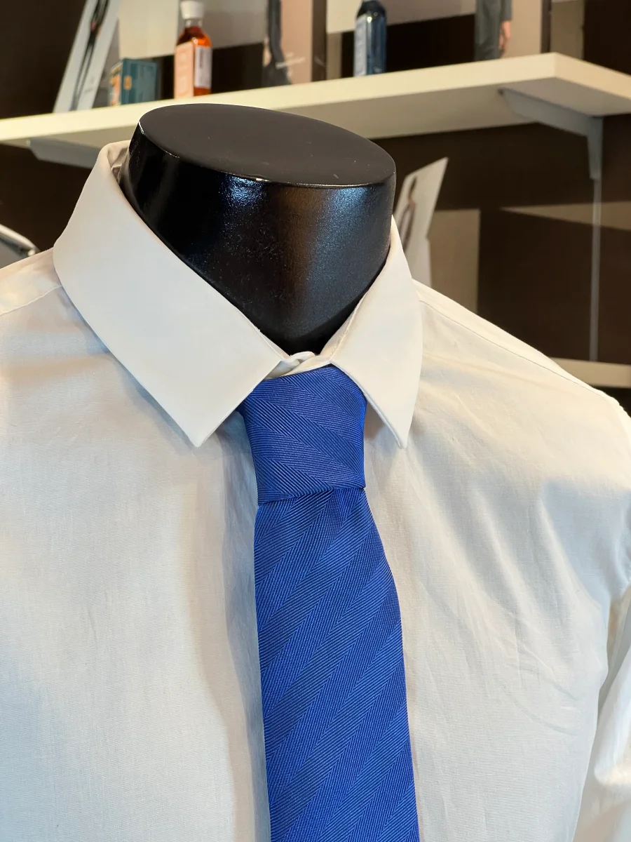 Corbata Atelier F&B Genève de Seda Pura (Azul Rey con Espiga) - Imagen 3