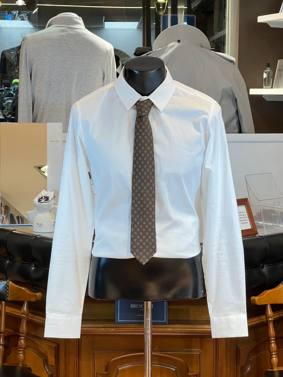 Corbata Corneliani de Lana Virgen (Lunares en Marrón)