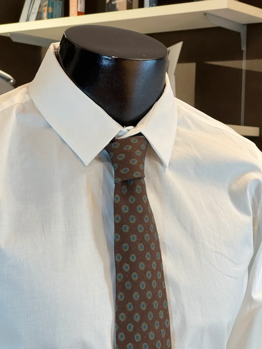 Corbata Corneliani de Lana Virgen (Lunares en Marrón) - Imagen 3