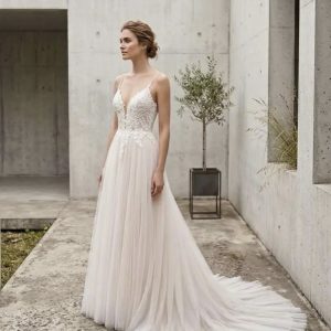 Vestido Tul Novia Fondo Beige