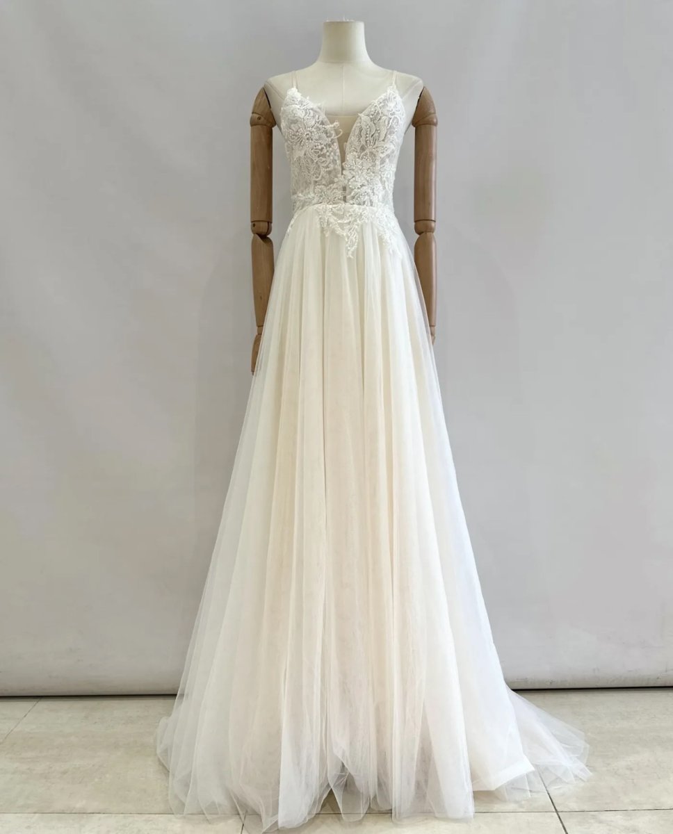 Vestido Tul Novia Fondo Beige - Imagen 3