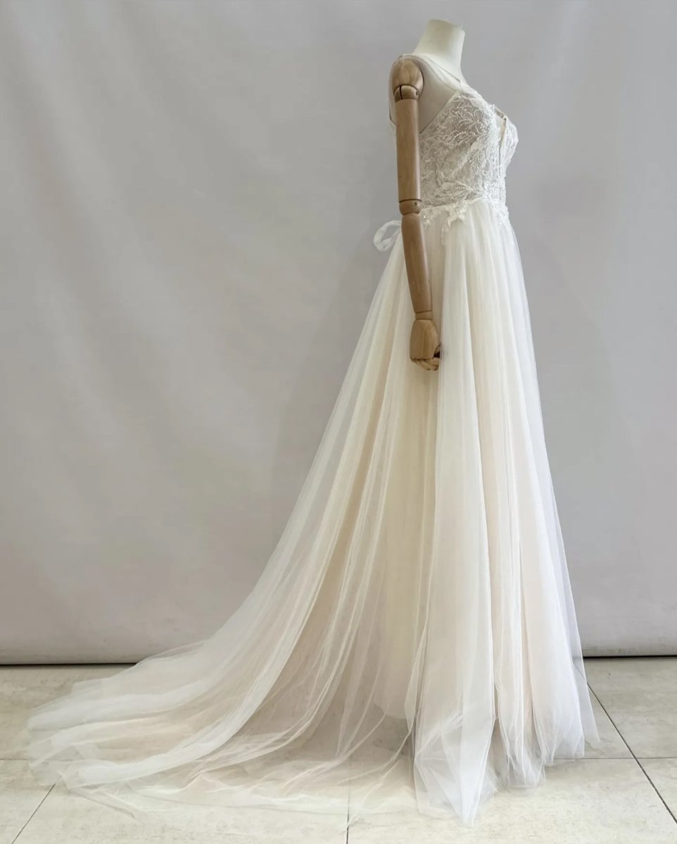 Vestido Tul Novia Fondo Beige - Imagen 5