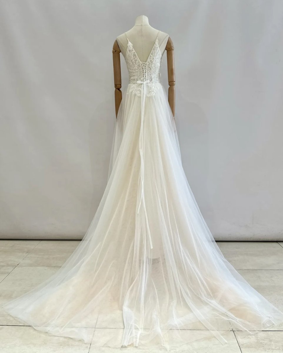Vestido Tul Novia Fondo Beige - Imagen 4