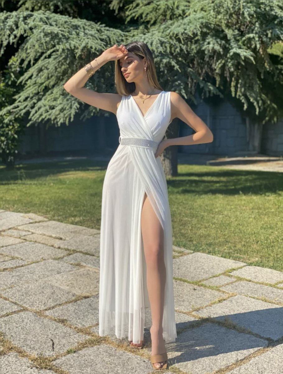 Vestido Tul Brillos Cintura Novia - Imagen 7