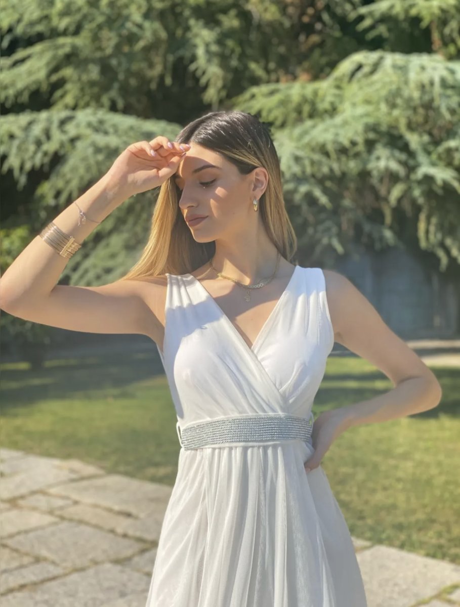 Vestido Tul Brillos Cintura Novia - Imagen 3