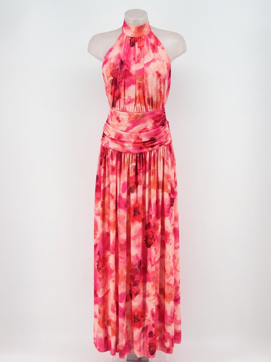 Vestido Halter Cintura Drapeada Estampado - Imagen 2
