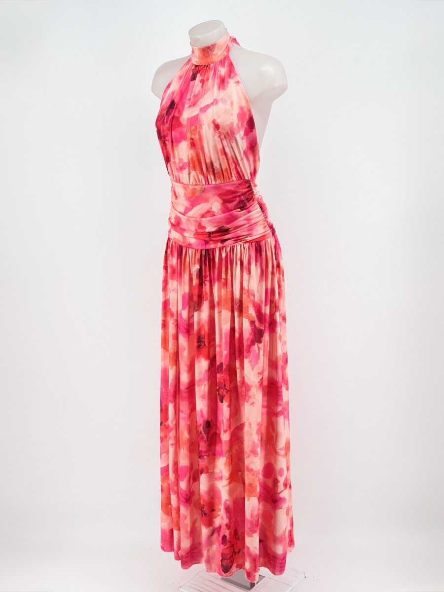 Vestido Halter Cintura Drapeada Estampado - Imagen 5