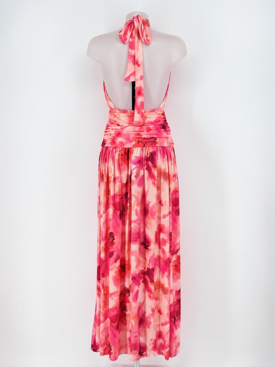 Vestido Halter Cintura Drapeada Estampado - Imagen 4