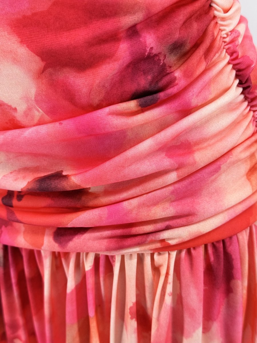 Vestido Halter Cintura Drapeada Estampado - Imagen 7