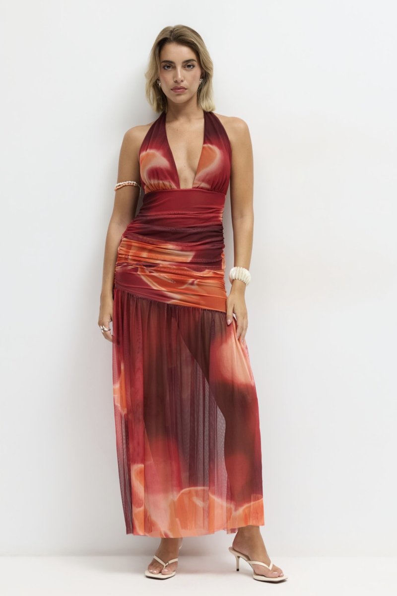 Vestido Tul Estampado Escote - Imagen 7