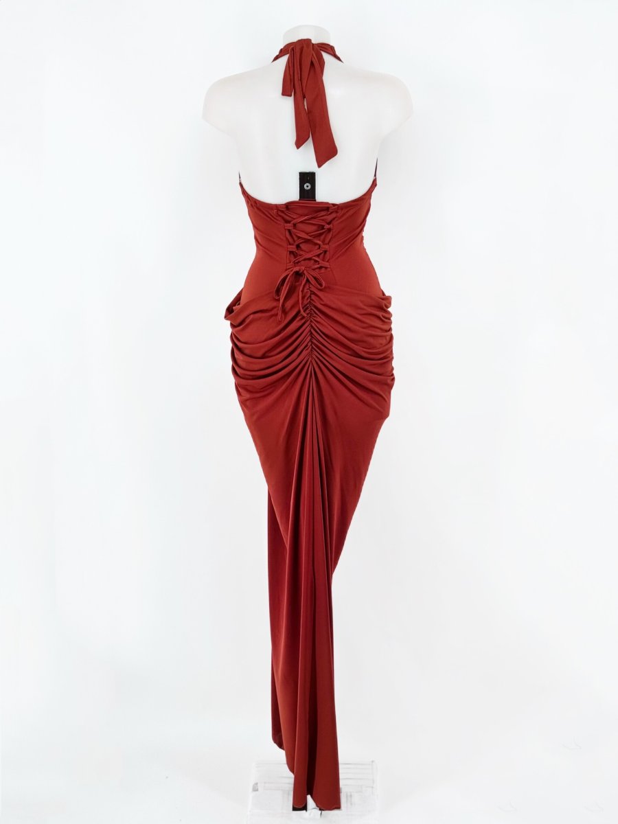 Vestido Cascada Asimétrica Cadera Escote - Imagen 4