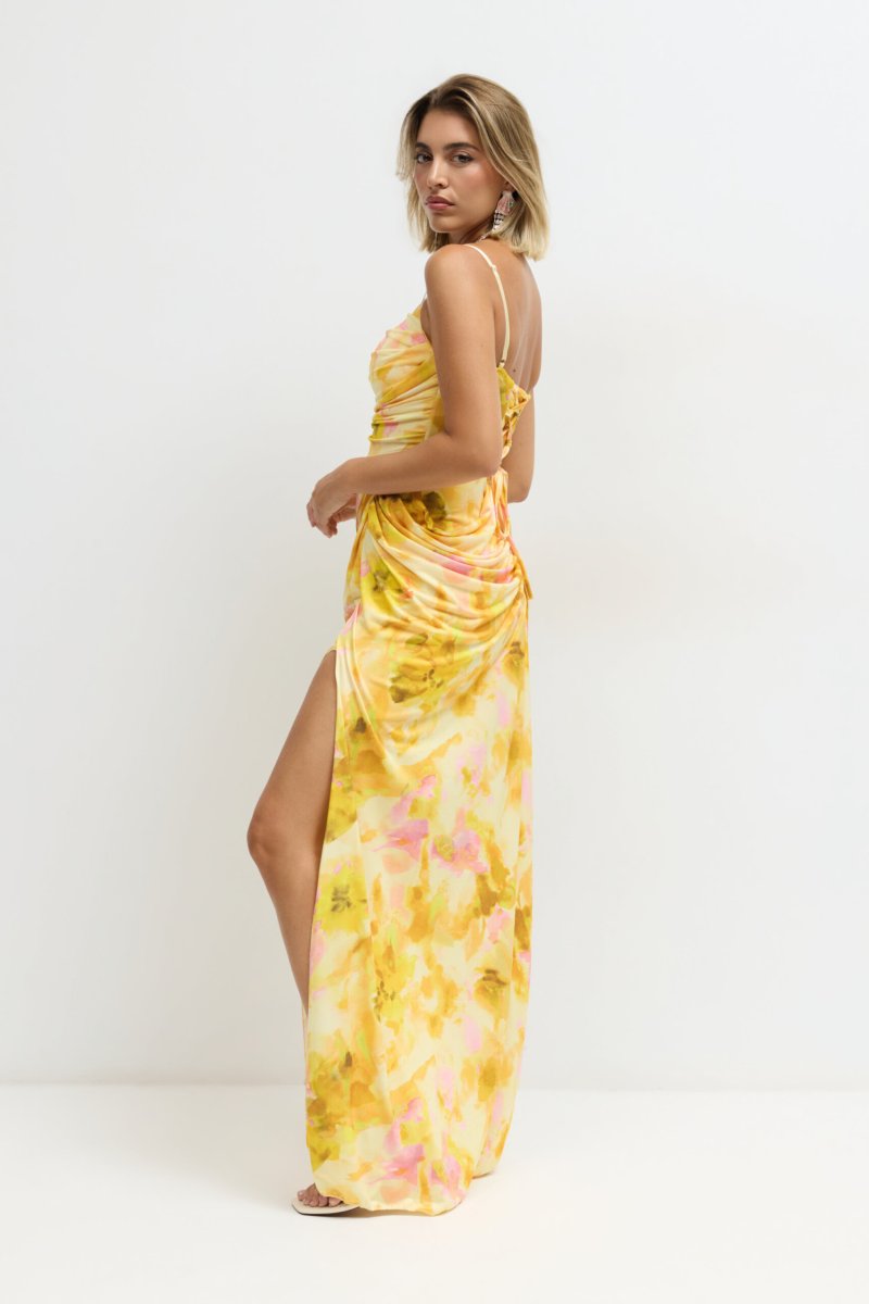 Vestido Cascada Asimétrica Cadera Estampado - Imagen 9