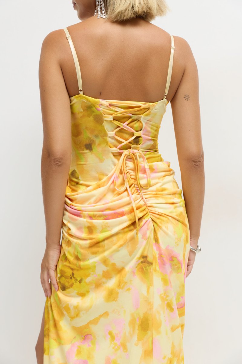 Vestido Cascada Asimétrica Cadera Estampado - Imagen 8