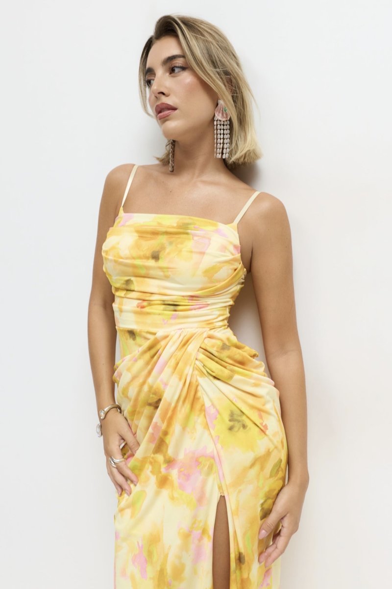 Vestido Cascada Asimétrica Cadera Estampado - Imagen 6