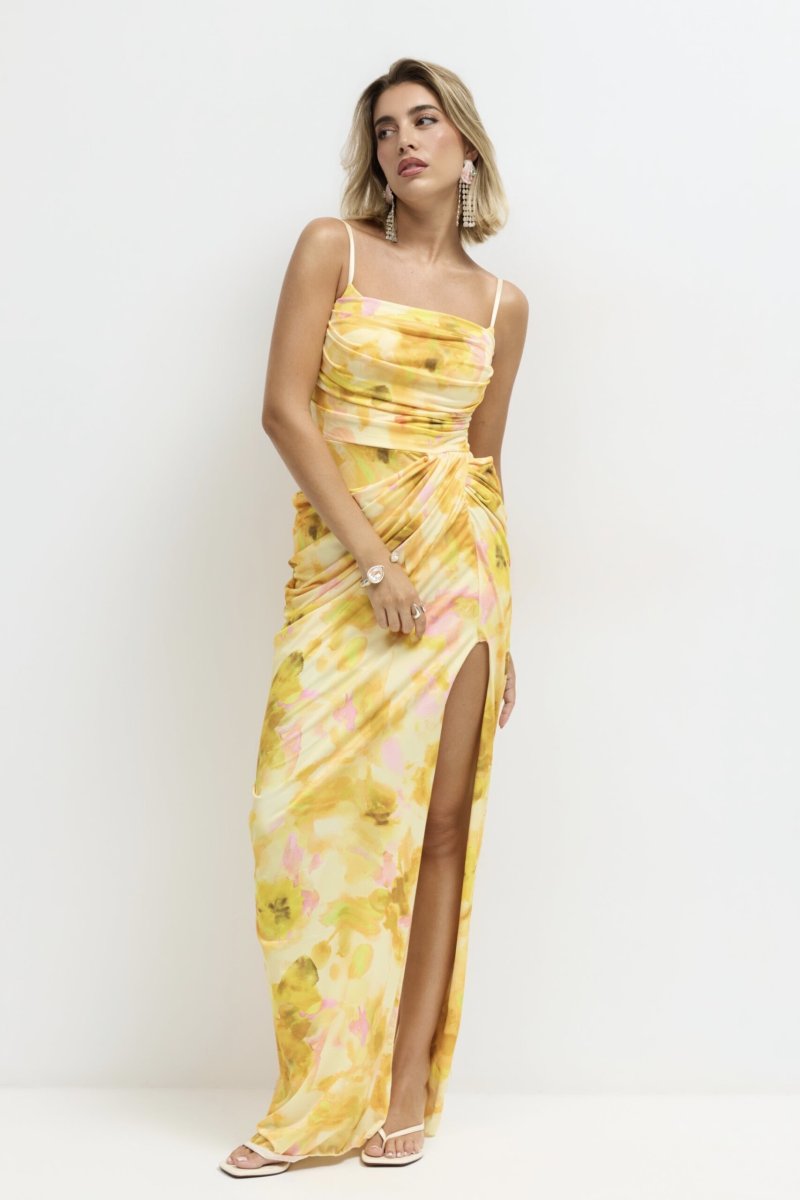 Vestido Cascada Asimétrica Cadera Estampado - Imagen 4