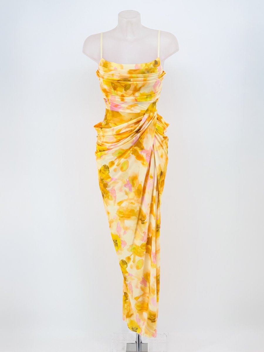Vestido Cascada Asimétrica Cadera Estampado - Imagen 3
