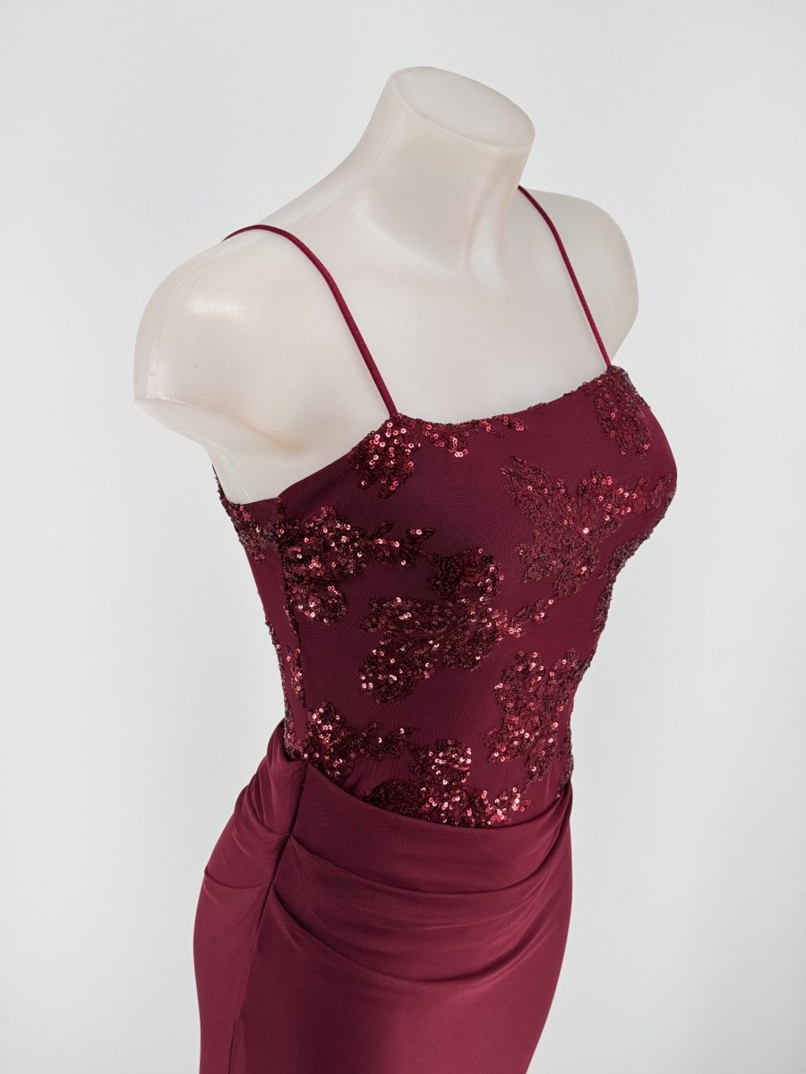 Vestido Lentejuelas Flores Falda Caida - Imagen 9