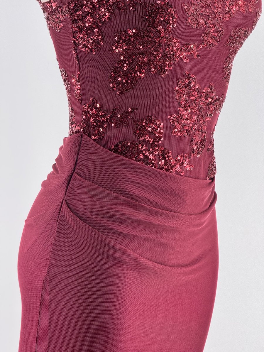 Vestido Lentejuelas Flores Falda Caida - Imagen 8