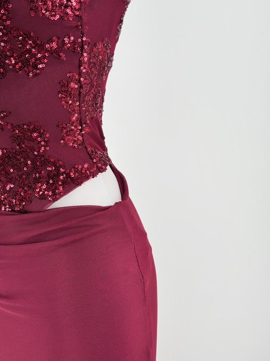 Vestido Lentejuelas Flores Falda Caida - Imagen 7