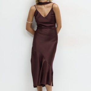 Vestido Tirantes Seda Volante Pashmina