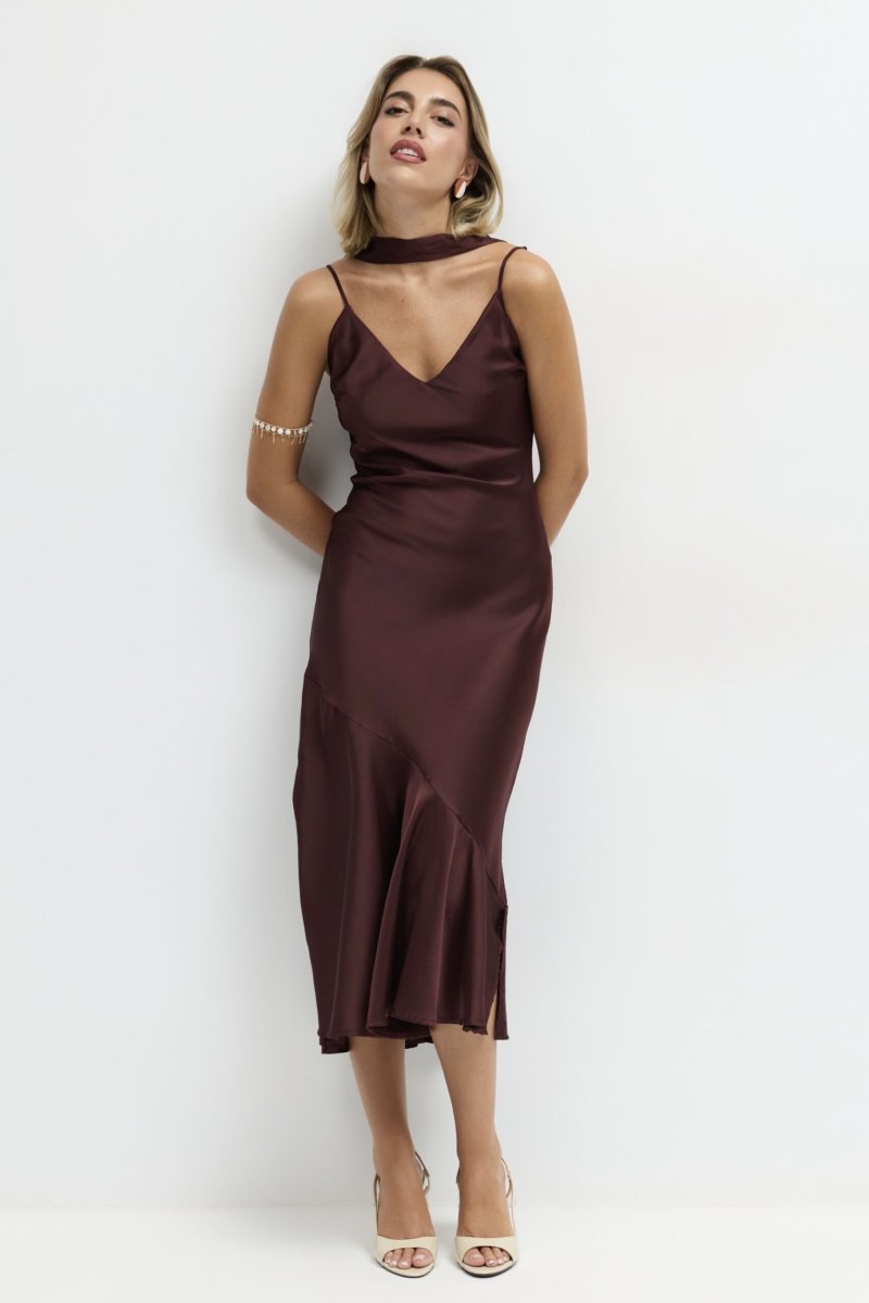 Vestido Tirantes Seda Volante Pashmina - Imagen 5