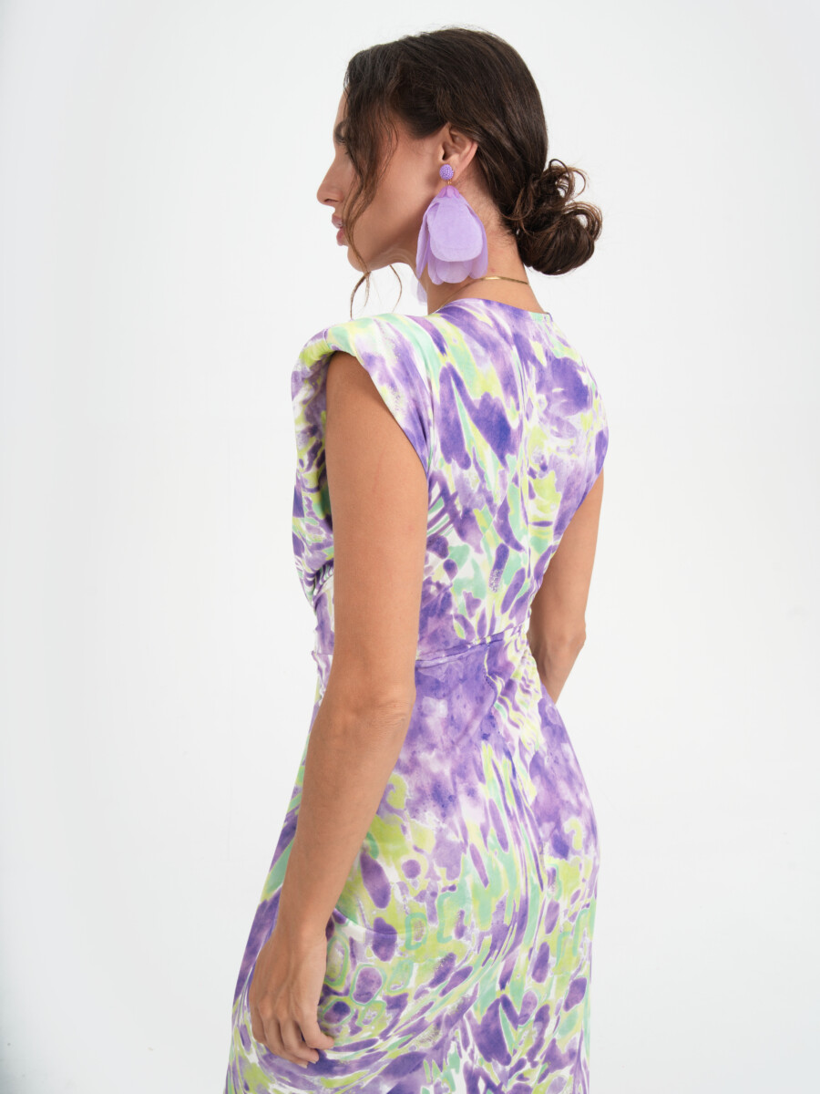 Vestido Seda Escote Nudo Estampado - Imagen 6